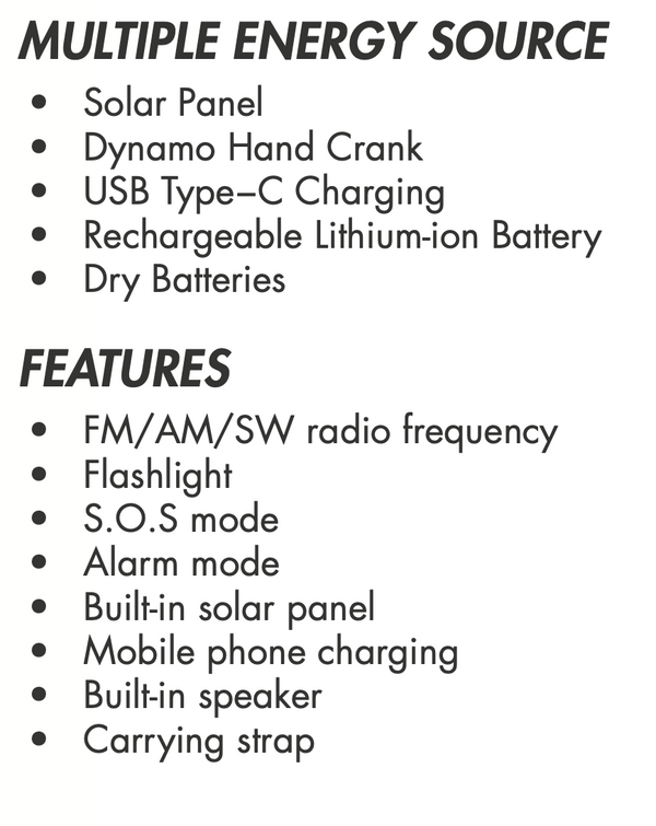 Four band rechargeable radio