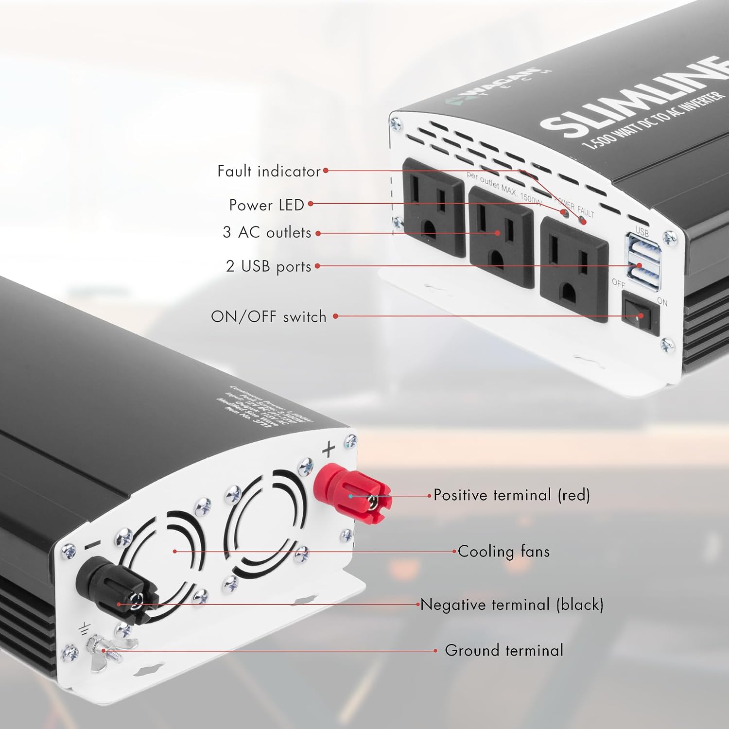 SlimLine AC Inverter 1500 Watt (MSW)