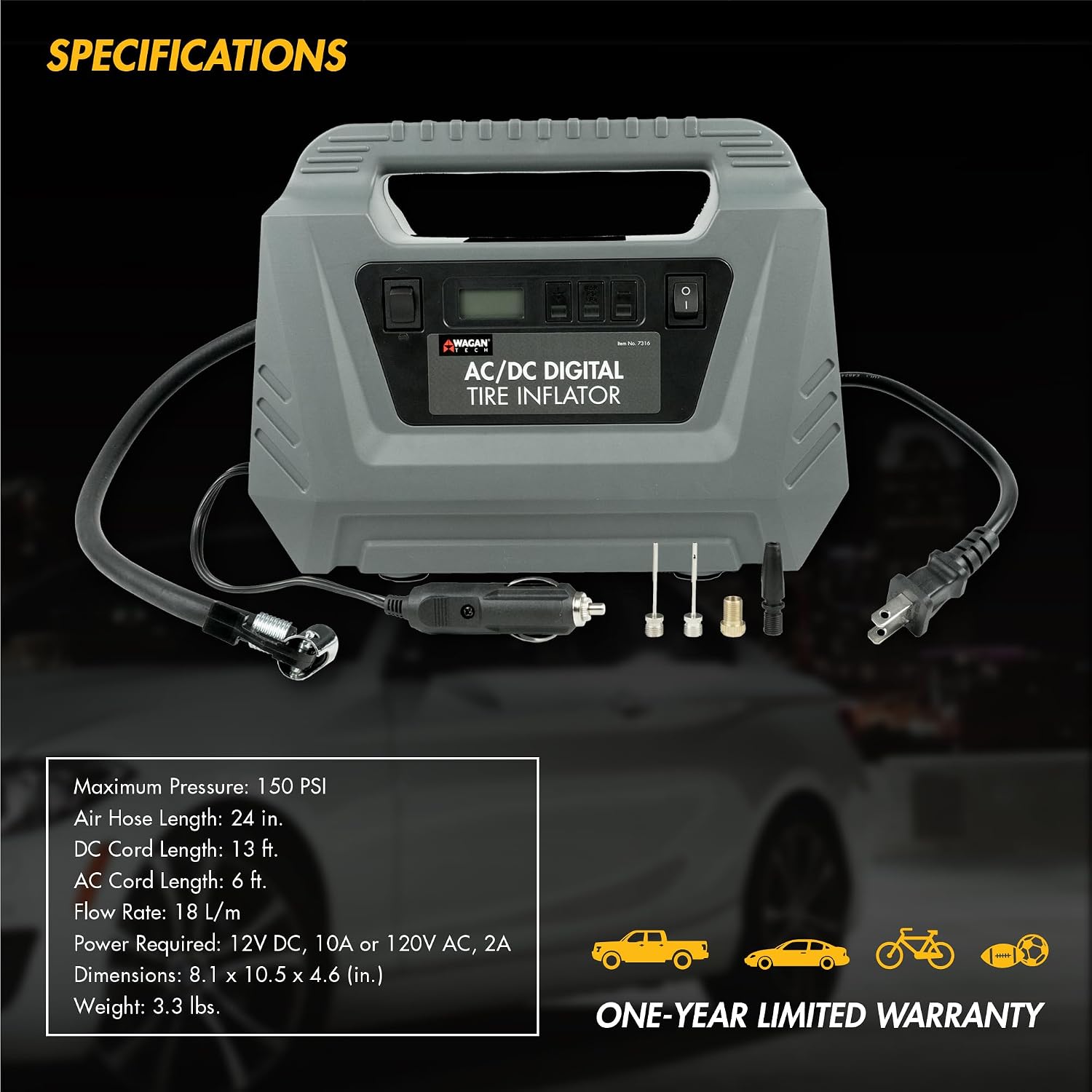 AC/DC Digital Air Compressor