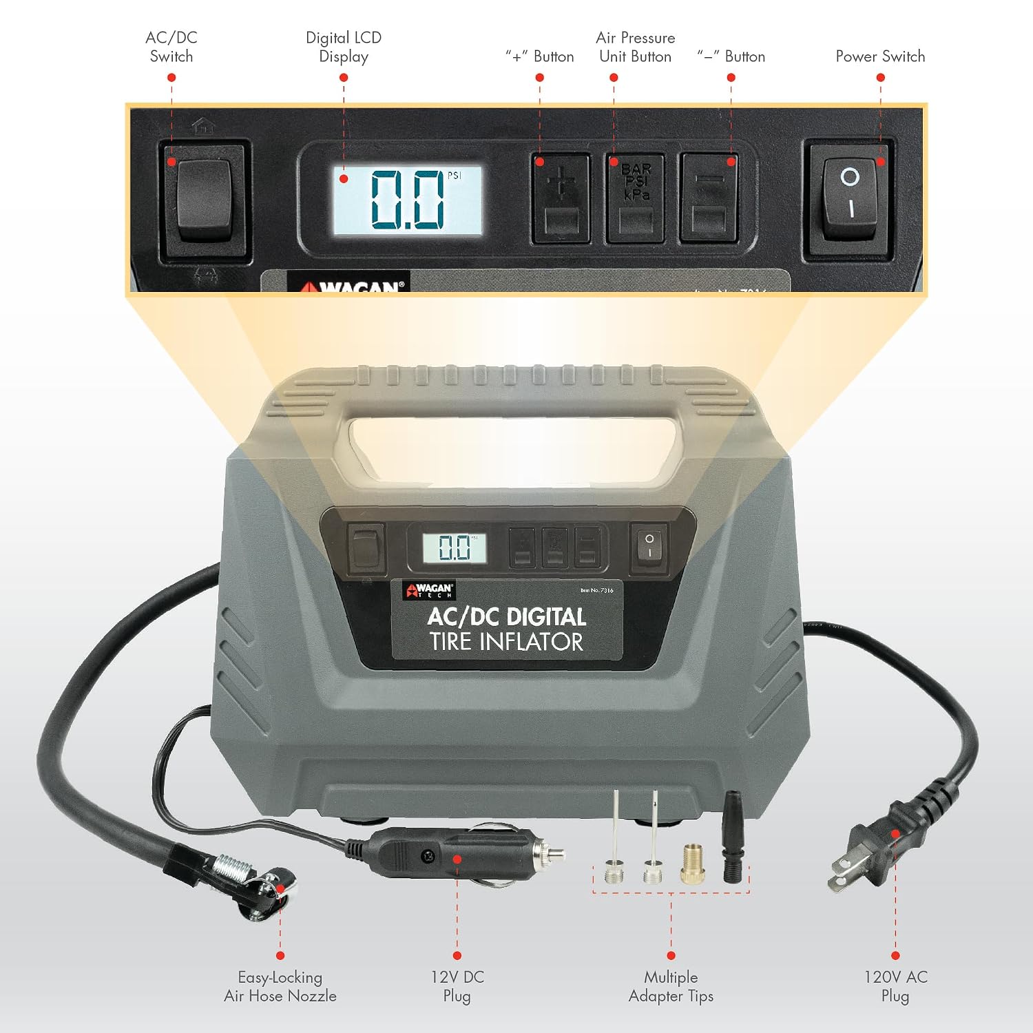 AC/DC Digital Air Compressor