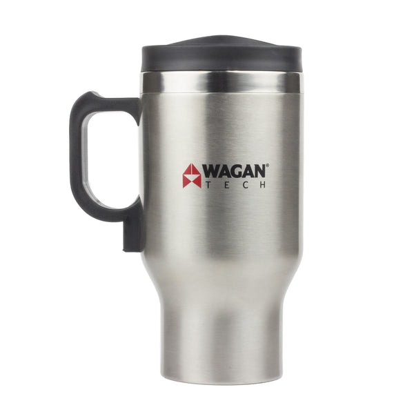 Wagan Tech - 12V Deluxe Heated Mug - Stainless Travel Mug - Commute - 1