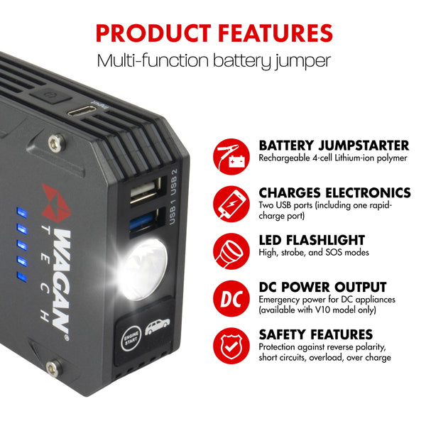 iOnBoost V8 TORQUE - Portable Jump Starter, Battery Booster, Battery Bank - Wagan Tech - 10